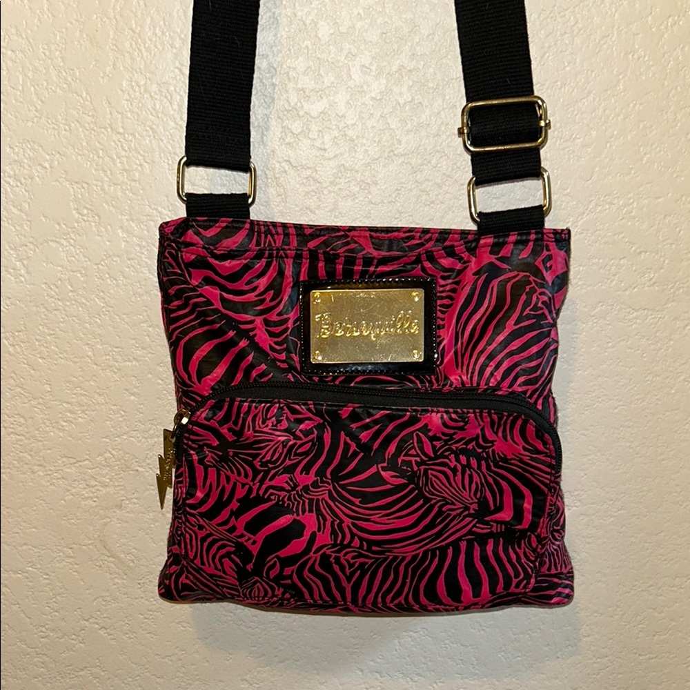 Betsey Johnson Pink Zebra Print Crossbody Bag - Picture 1 of 4
